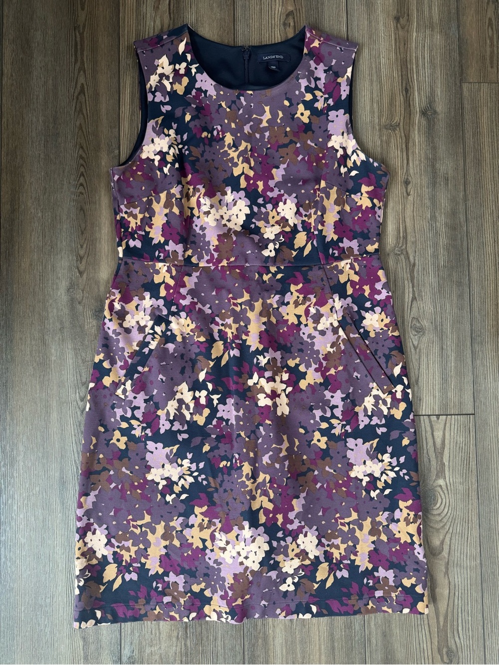 Lands End Purple Floral Sleeveless Dress 10P